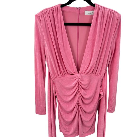 Misha Dress Dekota Azalea V-neck Wrap Mini Women's Size‎ 8 Pink - Picture 6 of 10
